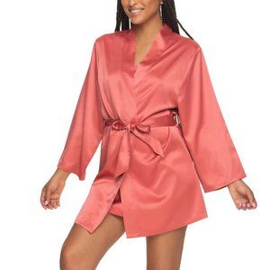 NWT Felina Women's 2 Piece Chemise And Robe Set Mineral Red Size M $75 YY006
